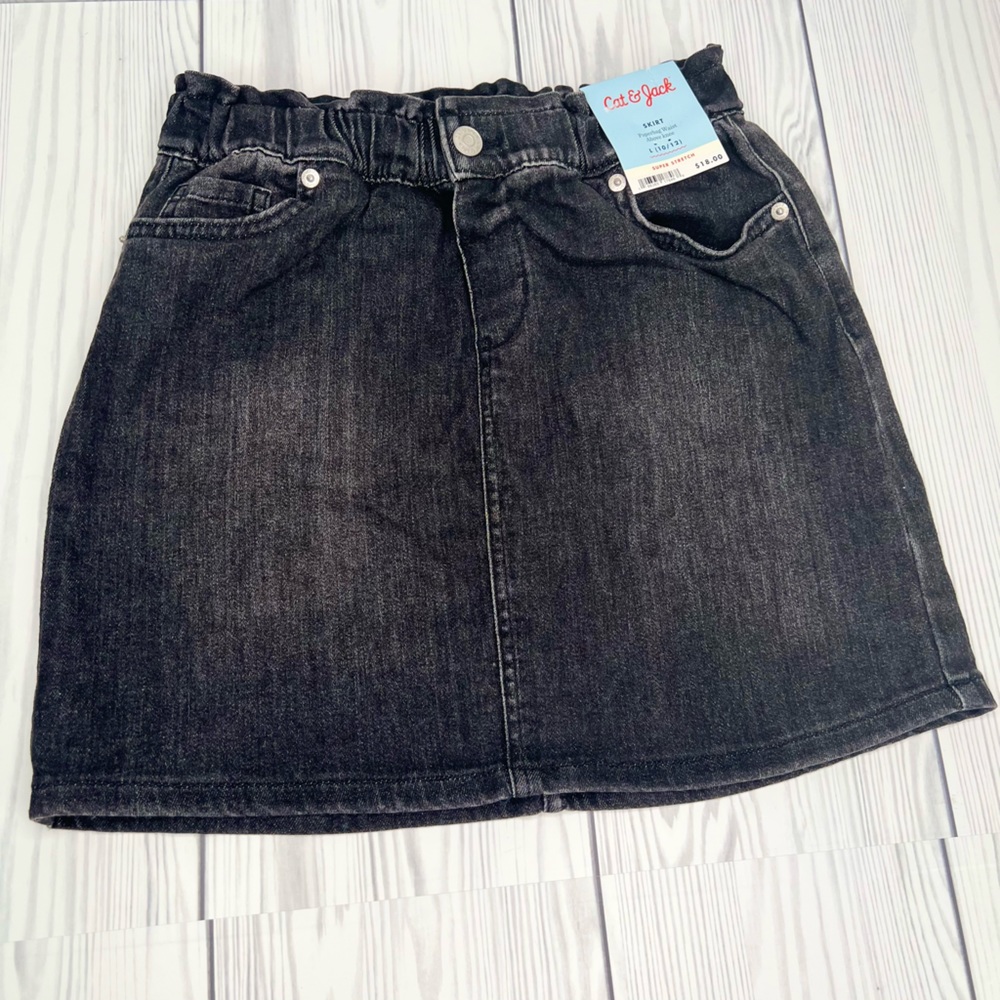 Girls' Cat & Jack Bottoms Denim Paperbag Skirt Black